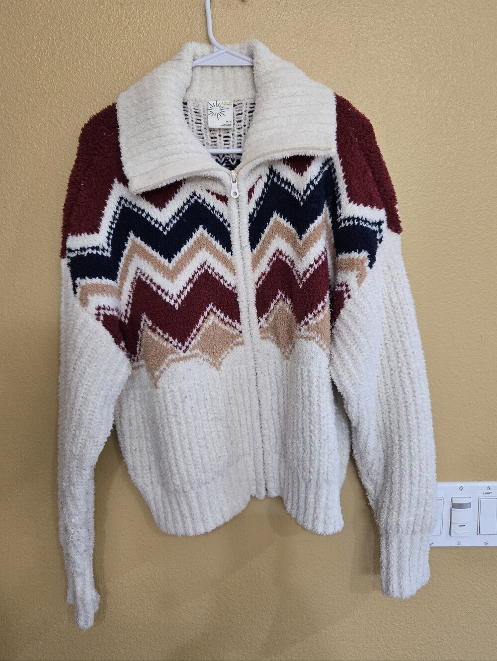Cozy Chevron Zip-Front Sweater